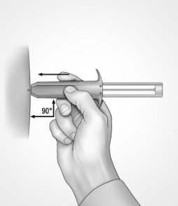 Illustration of a needle being injected at a 90-degree angle