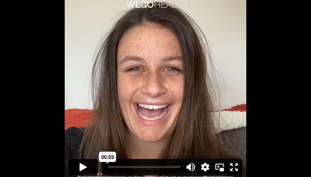 Crystal sharing her experience in a video interview at home, Somatuline® Depot patient story.