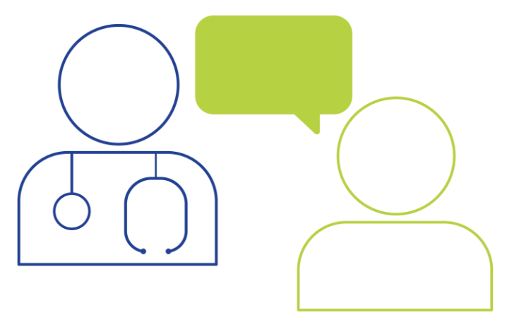 Illustration depicting a discussion between a patient and their healthcare professional.
