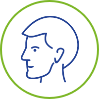 Illustration of the head, as acromegaly can affect the head/eyes/nose/throat